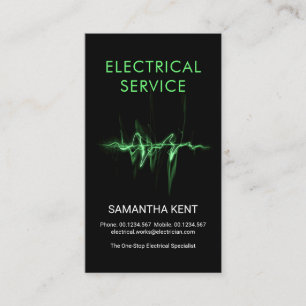 Carte De Visite Électricien à ondes luminescentes vert