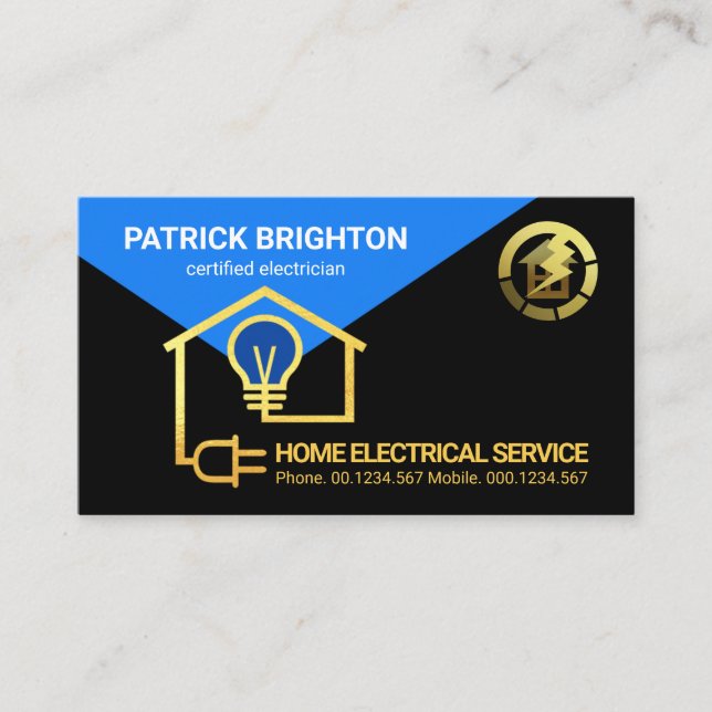 Carte De Visite Électricien de circuit électrique Gold (Devant)