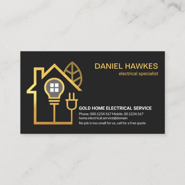 Carte De Visite Electricien de circuit électrique Gold Home (Devant)
