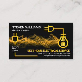 Carte De Visite Électricien de foudre de circuit électrique jaune