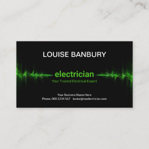Carte De Visite Électricien de foudre électrique vert