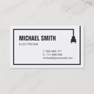Carte De Visite Électricien de prise de courant minimaliste de fil