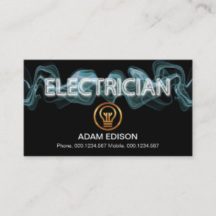 Carte De Visite Électricien d'éclairage électrique bleu lumineux
