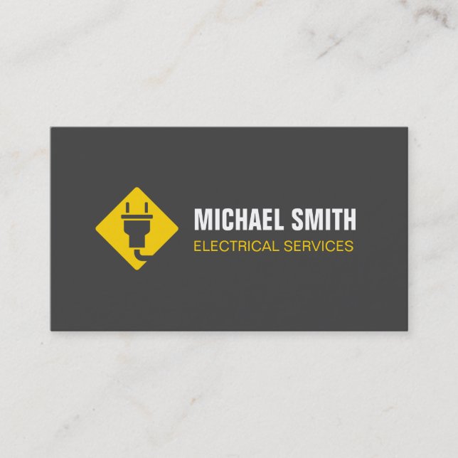 Carte De Visite  Électricien du logo jaune de la prise d'alimentat (Devant)