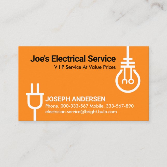 Carte De Visite Électricien en bulbe (Devant)