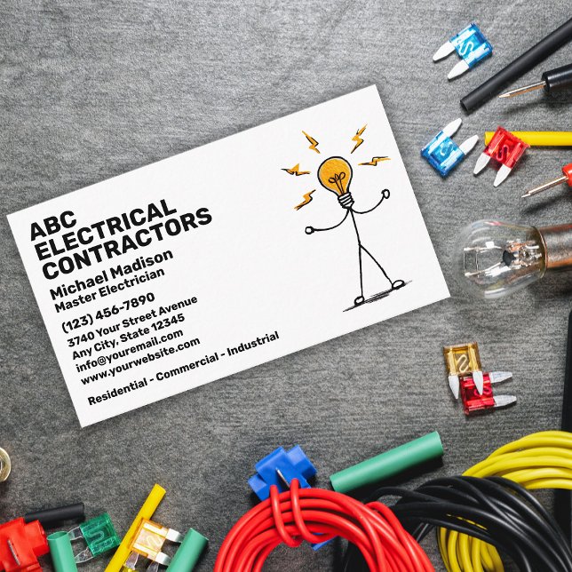 Carte De Visite Électricien | Entrepreneur Électricien (Créateur téléchargé)