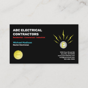 Carte De Visite Électricien   Entrepreneur électrique