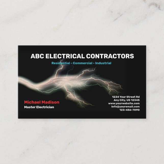 Carte De Visite Électricien | Entrepreneur électrique (Devant)