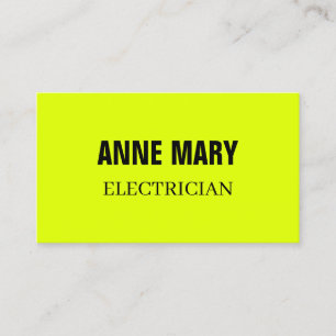 Carte De Visite Électricien Fluorescent Néon Jaune Électricité