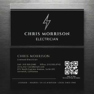 Carte De Visite Électricien industriel Code QR métallique