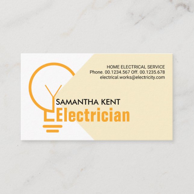 Carte De Visite Électricien Jaune Brillant (Devant)