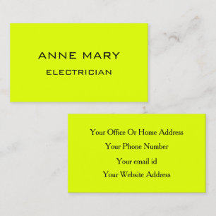 Carte De Visite Électricien Jaune Néon Électricité Moderne Personn