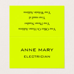 Carte De Visite Électricien Jaune Néon Électricité Moderne Tendanc
