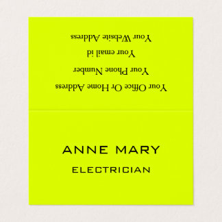 Carte De Visite Électricien Jaune Néon Électricité Moderne Tendanc