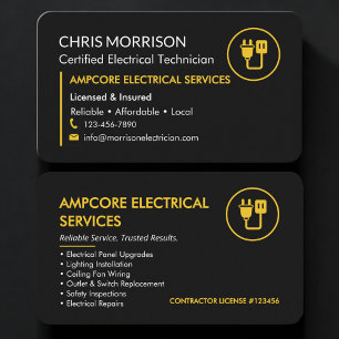 Carte De Visite Électricien Marque Électrique Noir Jaune