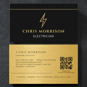 Carte de visite Électricien Moderne avec QR Code