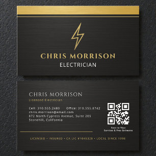 Carte De Visite Électricien Moderne Code QR