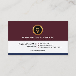 Carte De Visite Électricien rouge élégant simple de l'électricité