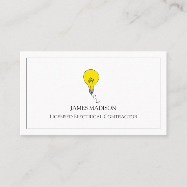 Carte De Visite Électricien simple en ampoule (Devant)