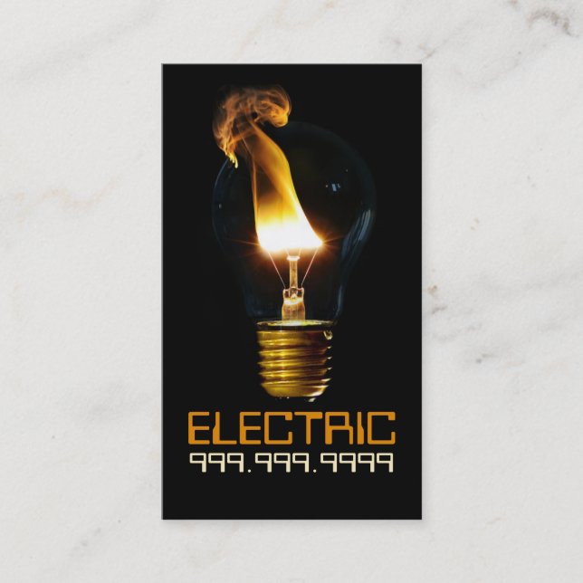 Carte De Visite Électrique Électricien Électricité Ampoule lumineu (Devant)