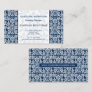 Carte De Visite Élégance florale scandinave bleue et blanche 