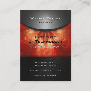 Carte De Visite Élégance métallique rouge avec code QR vertical
