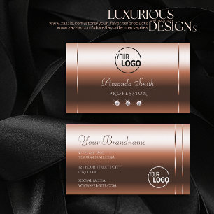 Carte De Visite Élégance Rose Golden Sparkle Diamonds et Logo