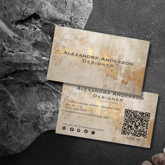 Carte De Visite Élégant Abstrait Gold Glittery Professionnel (Elegant Abstract Ivory Gold Glittery Professional Business Card)