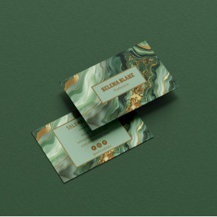 Carte De Visite Élégant Agate vert avec doré - Moderne