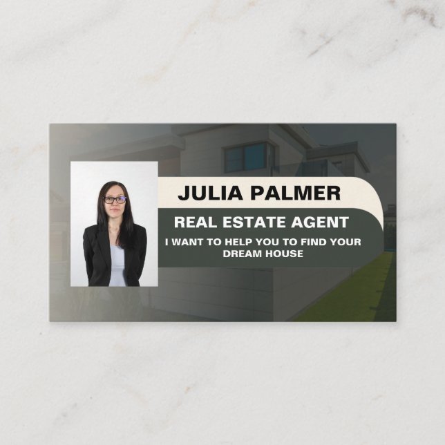 Carte De Visite Élégant agent immobilier photo (Devant)