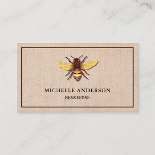 Carte De Visite Élégant apiculteur d'abeilles au miel de Burlap Vi
