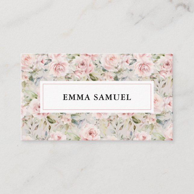 Carte De Visite Elégant Aquarelle Pink Peonies Floral (Devant)