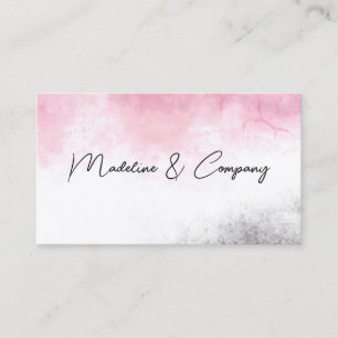 Carte De Visite élégant aquarelle rose et gris minimaliste