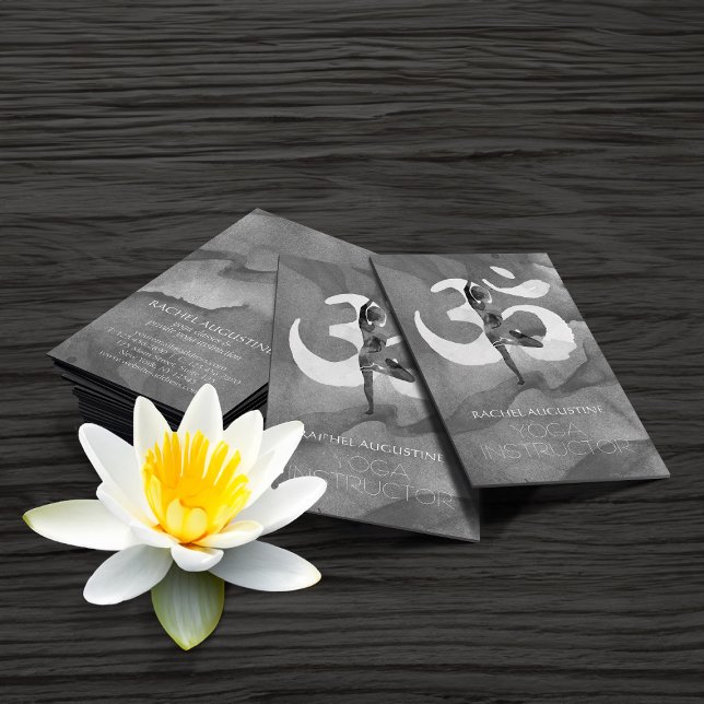 Carte De Visite Élégant Aquarelle Yoga Méditation Pose Om Symbole (Créateur téléchargé)