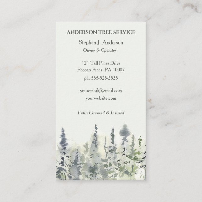 Carte De Visite Elégant Arbre Service Arborist Trimming (Devant)