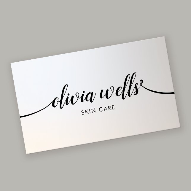 Carte De Visite Élégant Argent Calligraphie manuscrite Salon Spa (Créateur téléchargé)