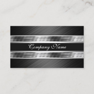Carte De Visite Elégant Argent Chrome Métal Noir 2