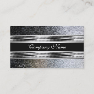 Carte De Visite Elégant Argent Chrome Métal Noir 2