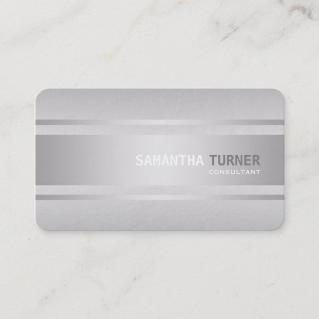 Carte De Visite Elégant Argent Faux Texté Professionnel Personnali (Devant)
