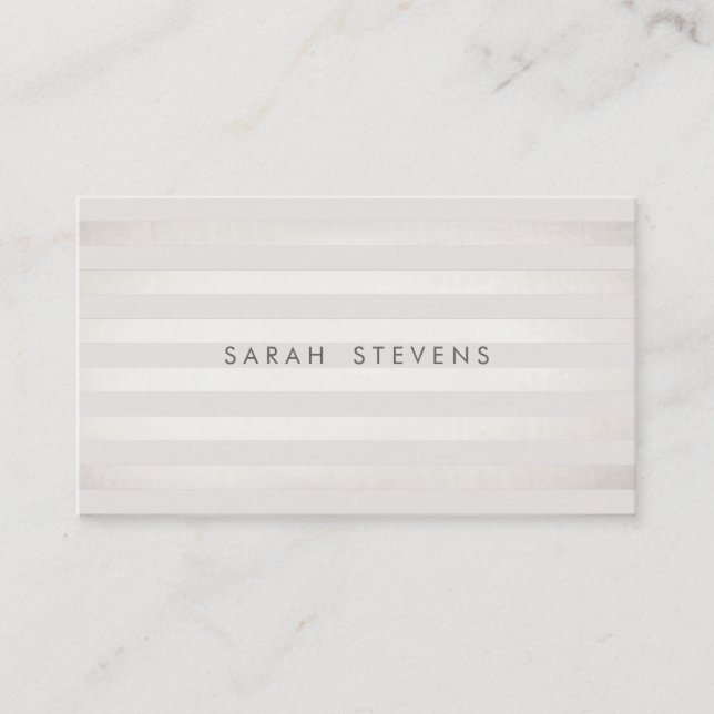 Carte De Visite Élégant Argent fin blanc rayé Spa Salon (Devant)