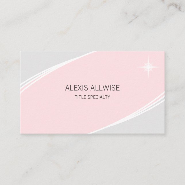 Carte De Visite Elégant Argent Moderne, Coral Rose & Blanc (Devant)