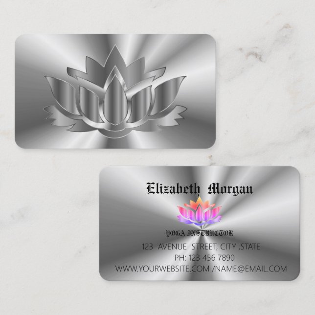Carte De Visite Elegant argent ombre moderne (Devant / Derrière)