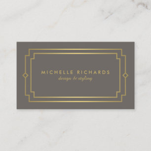 Carte De Visite Élégant Art Déco Professional Taupe/Or