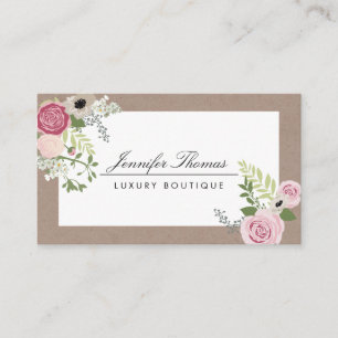Carte De Visite Elégant Artisanat Floral Motif Boutique Luxe