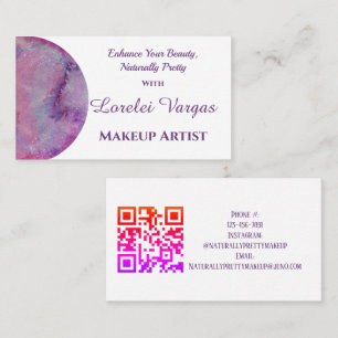 Carte De Visite Élégant artiste maquillage couleur rose violet