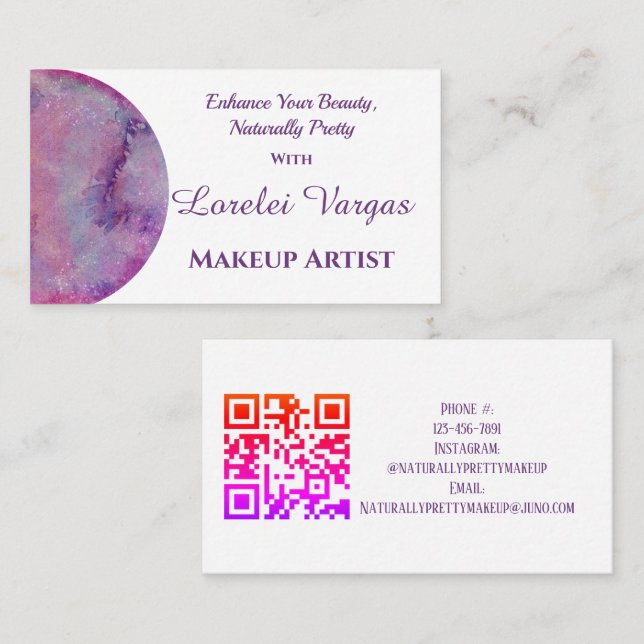 Carte De Visite Élégant artiste maquillage couleur rose violet (Devant / Derrière)