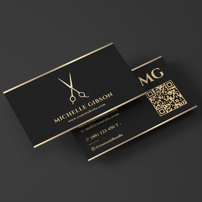 Carte De Visite Elégant Barber Minimal Ciseaux Barbershop Noir (Elegant Barber Minimal Scissors Barbershop Black Business Card
)