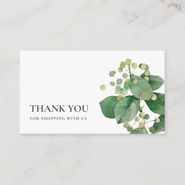 CARTE DE VISITE ÉLÉGANT BERRY LEAFY FOLIAGE MERCI VERT (Devant)