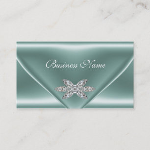 Carte De Visite Élégant bijou diamant d'argent vert Mint