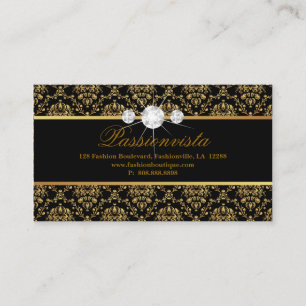 Carte De Visite Élégant bijoux Diamants Or noir Damas